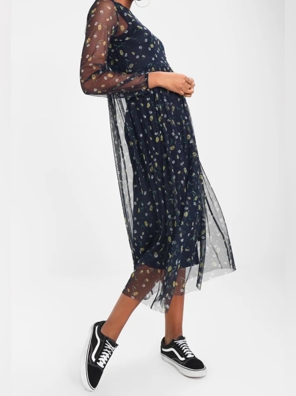 Vera Moda Mesh Daisy Midi Dress